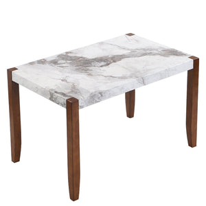 English Elm 46.5" Modern Faux Marble Dining Table with Sturdy Wood Legs, 300lb Capacity, Easy-Clean Surface N752P348511K