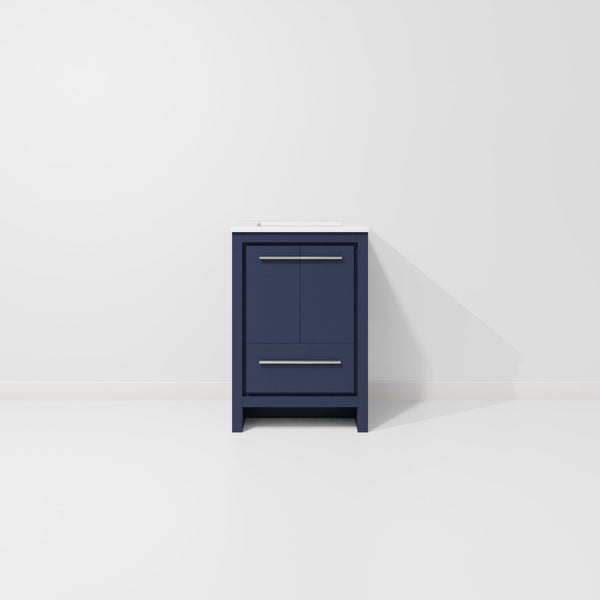 English Elm Navy Bath Vanity 24" W X 20" D With Cultured Marble Top – Elegant Storage Solution For Any Bathroom B2731P259249