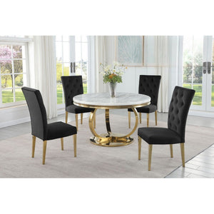 English Elm Modern Velvet Upholstered Dining Chair Set Of 2 With Gold Legs, Chic Tufted Design For Glam Spaces B011P353093