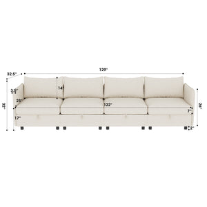 English Elm Modular Sectional Sofa - Versatile Sleeper With Storage, Soft Chenille Fabric, Perfect For Living Rooms W680S00024