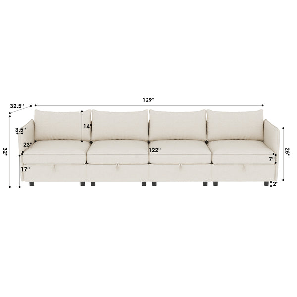 English Elm Modular Sectional Sofa - Versatile Sleeper With Storage, Soft Chenille Fabric, Perfect For Living Rooms W680S00024
