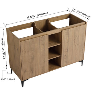 English Elm Soft Close Doors & Open Storage Rack, 48-Inch Freestanding Bathroom Vanity With Plywood Finish W999125009-GIGA