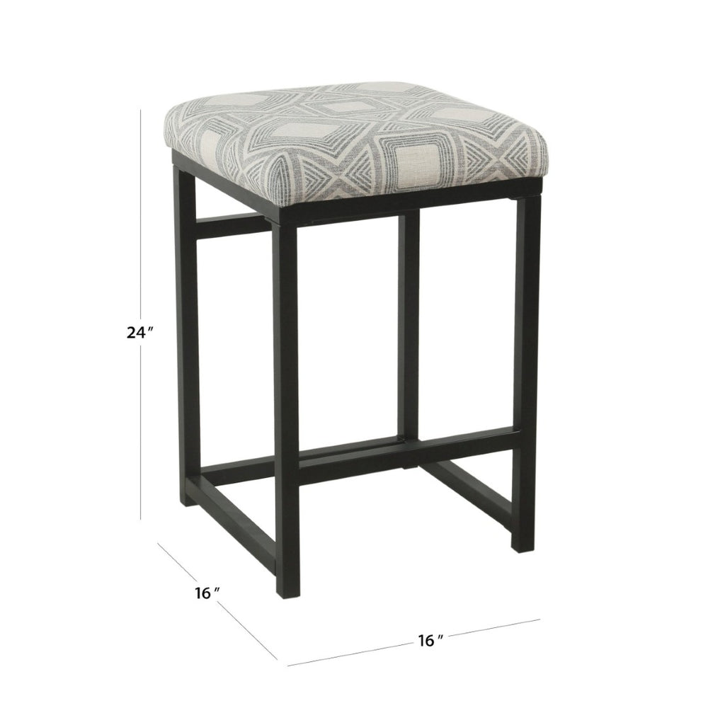 English Elm Open Back Counter Stool Powder Coated Frame Padded Woven Seat for Kitchen Bar B056P417125