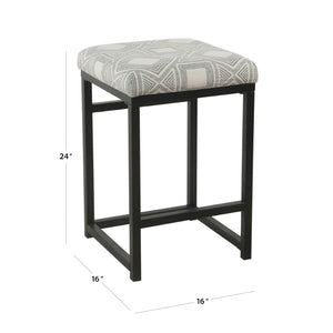 English Elm Open Back Counter Stool Powder Coated Frame Padded Woven Seat for Kitchen Bar B056P417125