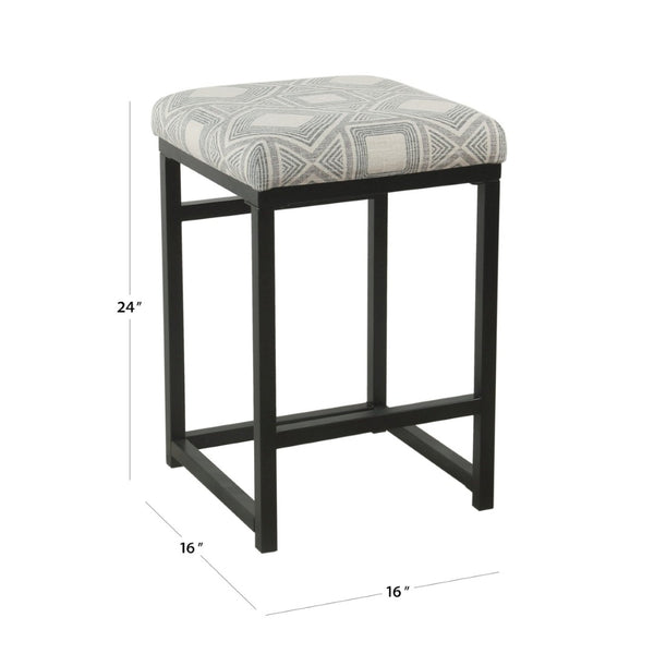 English Elm Open Back Counter Stool Powder Coated Frame Padded Woven Seat for Kitchen Bar B056P417125