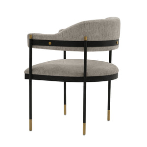 English Elm Lia Metal Chenille Armchair with Brushed Gold Accents, Floating Back Design, Luxurious Comfort Stone Gray B365P397705