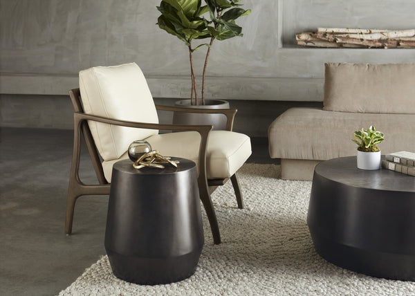 Sunpan Creed End Table - Hand-Hammered Drum Design with Captivating Finish for Stylish Living Spaces Gunmetal