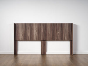 English Elm Modern Farmhouse Wood Headboard King Size 80.2" Wide Wall-Mount Fluted Wingback Walnut Brown Elegance W3520P327604