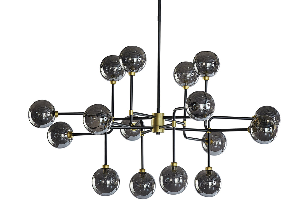 Sunpan Deimos Chandelier - Modern Ceiling Light with Smoke Grey Glass and Black Iron, Perfect for Any Space Large - 45W x 45D x 55H