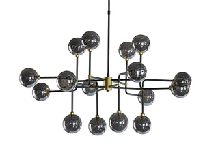 Sunpan Deimos Chandelier - Modern Ceiling Light with Smoke Grey Glass and Black Iron, Perfect for Any Space Large - 45W x 45D x 55H