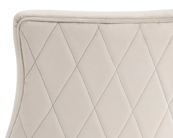 Sunpan Florence Dining Chair Set of 2 - Elegant Fabric, Rustic Bronze Frame, Diamond Stitched Back Design Piccolo Prosecco