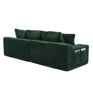 English Elm Oversized Corduroy Cloud Couch Convertible Sleeper Sofa with Memory Foam Seating Emerald W395S00120