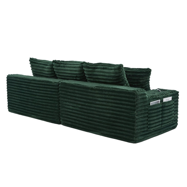 English Elm Oversized Corduroy Cloud Couch Convertible Sleeper Sofa with Memory Foam Seating Emerald W395S00120