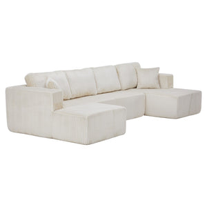 English Elm U Shape Modular Sectional Sofa Corduroy Upholstered Minimalist Living Room Couch W1919S00003