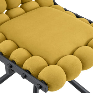 English Elm Cream Dutch Velvet Swivel Chair Tufted Bubble Backrest Glam Armless Accent Seat Black,Yellow W3875P448022