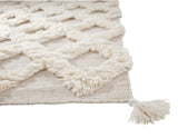 Sams International Chloe Joella Handmade Wool, Cotton Geometric, High-Low Shag Rug Beige 5' x 8'