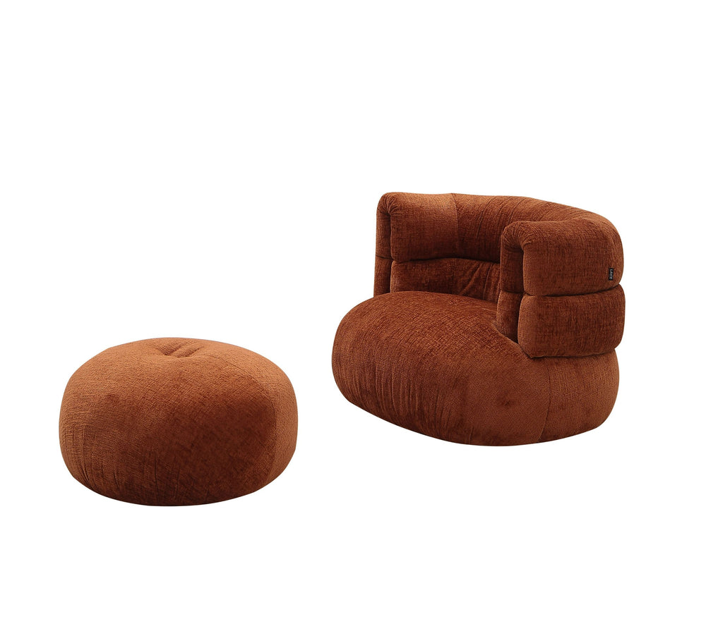 VIG Furniture Divani Casa Shay - Modern Burnt Orange Fabric Accent Chair + Ottoman VGEV-CH325-ORG-SET