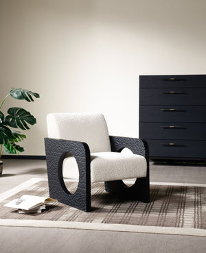 VIG Furniture Modrest Midland - Modern Off White Fabric + Black Oak Accent Chair VGVC-S2306A-WHT