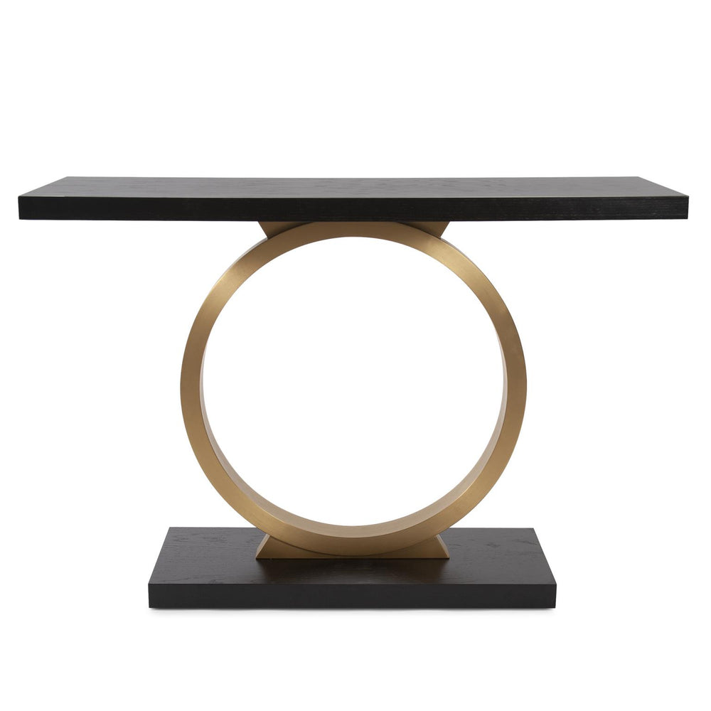Howard Elliott Annular Console Table - Elegant Dark Ebony & Brass Design For Stylish Home Décor & Modern Spaces Black Stainless Steel ,Mdf 150001-howard-elliott