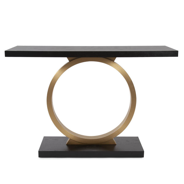 Howard Elliott Annular Console Table - Elegant Dark Ebony & Brass Design For Stylish Home Décor & Modern Spaces Black Stainless Steel ,Mdf 150001-howard-elliott