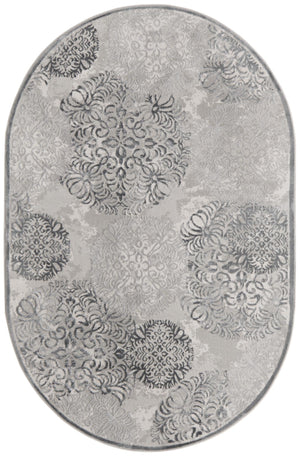 Unique Loom Aberdeen Chatsworth Machine Made Polka Dots Rug Gray, Ivory 5' 3" x 8' 0"