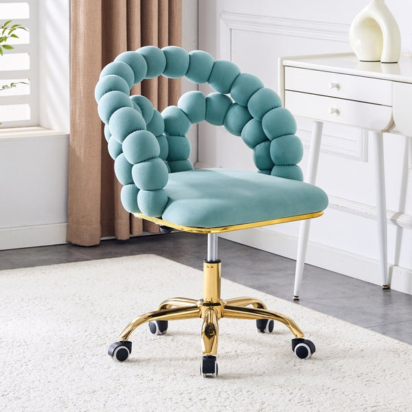 English Elm Set of Velvet Bubble Ball Chain Accent Chair with Sculptural Backrest for Living Room Gold,Teal W3875P370850