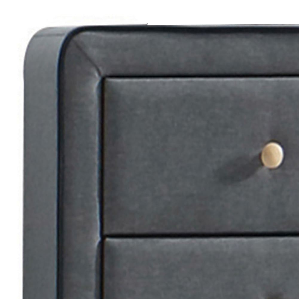 English Elm Light Grey Upholstered Double Dresser With 6 Drawers - Mid-Century Style, Ample Storage & Elegance B062P186553