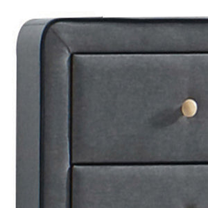 English Elm Light Grey Upholstered Double Dresser With 6 Drawers - Mid-Century Style, Ample Storage & Elegance B062P186553