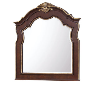 English Elm Paris Cherry G09300-M Mirror with Beveled Glass, Carved Wood Frame, Gold Accents, 51"H x 47"W B078P301020