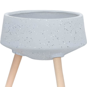English Elm S/2 Terrazzo Magnesia Planters with Wood Legs for Modern Indoor Outdoor Decor B079106820