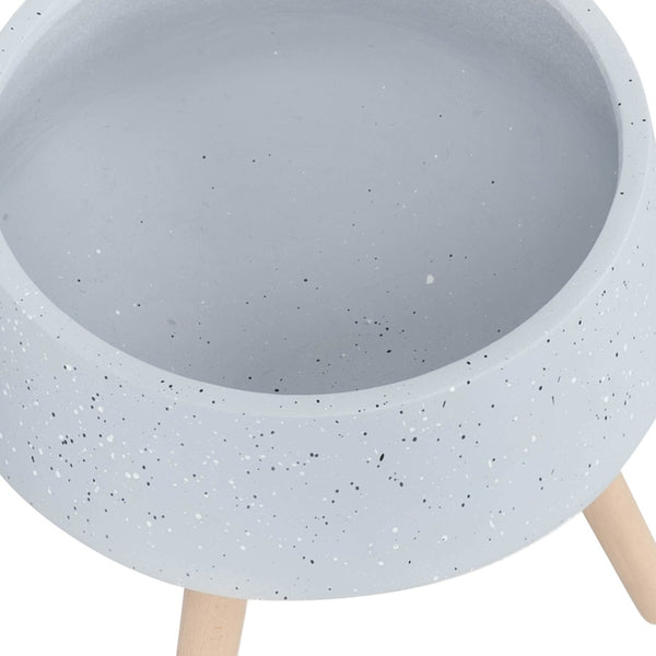 English Elm S/2 Terrazzo Magnesia Planters with Wood Legs for Modern Indoor Outdoor Decor B079106820