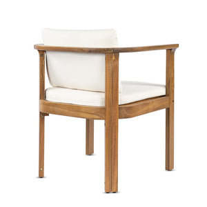 English Elm Outdoor Acacia Wood Dining Chairs Set of 2 with Cushions and Curved Arms Cream,Teak N768P372905L