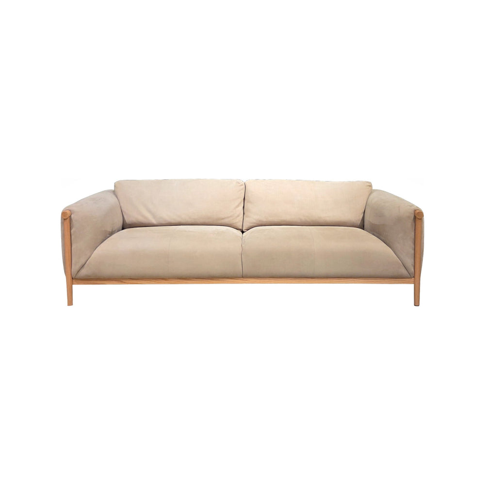 Olivia + Quinn Ben Leather Sofa - Sophisticated Nubuck Upholstery & Architectural Design For Modern Living Spaces Mcpherson Stone Leather,Foam,Wood 1501_Mpe1001