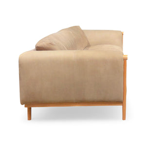 Olivia + Quinn Ben Leather Sofa - Sophisticated Nubuck Upholstery & Architectural Design For Modern Living Spaces Mcpherson Stone Leather,Foam,Wood 1501_Mpe1001