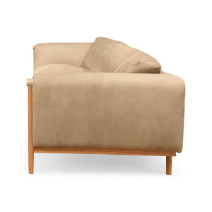 Olivia + Quinn Ben Leather Sofa - Sophisticated Nubuck Upholstery & Architectural Design For Modern Living Spaces Mcpherson Stone Leather,Foam,Wood 1501_Mpe1001