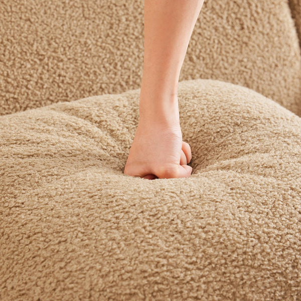 English Elm L-Shaped 4-Seat Boneless Sofa In Plush Teddy Fabric, No Assembly, Ergonomic Comfort For Living Rooms W714S01436