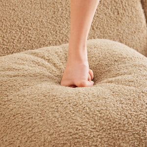 English Elm U-Shaped Plush Teddy Fabric Sofa With Curved Armrests, No Assembly, Anti-Slip Design For Cozy Living W714S01433-GIGA