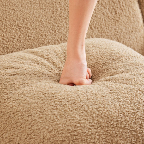 English Elm U-Shaped Plush Teddy Fabric Sofa With Curved Armrests, No Assembly, Anti-Slip Design For Cozy Living W714S01433-GIGA