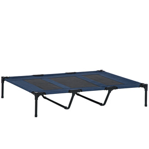 English Elm PawHut Heavy Duty 43" Steel Dog Crate with Wheels, Removable Tray, Top Access & Foldable Bowl Holder Dark Blue W2225P217563