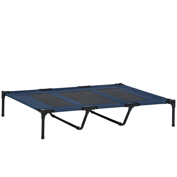 English Elm PawHut Heavy Duty 43" Steel Dog Crate with Wheels, Removable Tray, Top Access & Foldable Bowl Holder Dark Blue W2225P217563