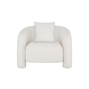 English Elm Sylvia Tweed Lounge Chair with Kiln-Dried Pine Frame, High-Density Foam Comfort and Accent Pillow (Commercial Grade) Ivory B365P398066