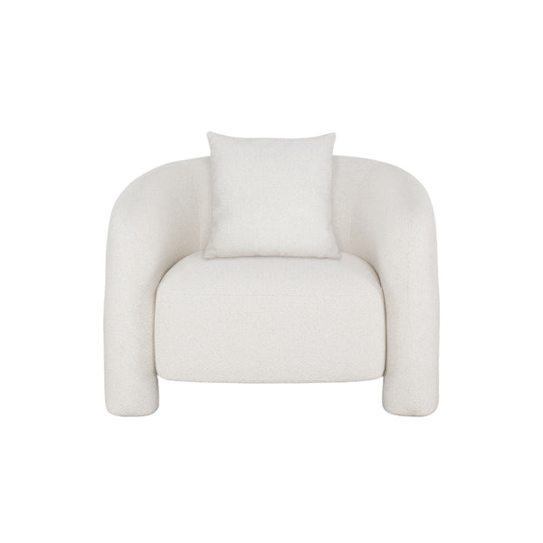 English Elm Sylvia Tweed Lounge Chair with Kiln-Dried Pine Frame, High-Density Foam Comfort and Accent Pillow (Commercial Grade) Ivory B365P398066