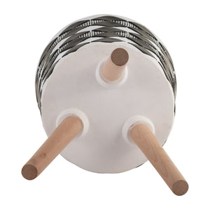 English Elm S/2 Diamond Faceted Magnesia Planters with Wood Legs Mid-century Modern Indoor Outdoor Black B079106825