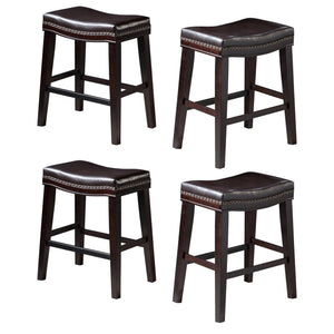 English Elm Christopher Knight Home® - 26" Elegant Saddle Counter Stool Set Of 4 With Nailhead Trim - Dark Brown Pu Upholstery & Sturdy Design 62474.00PU-2