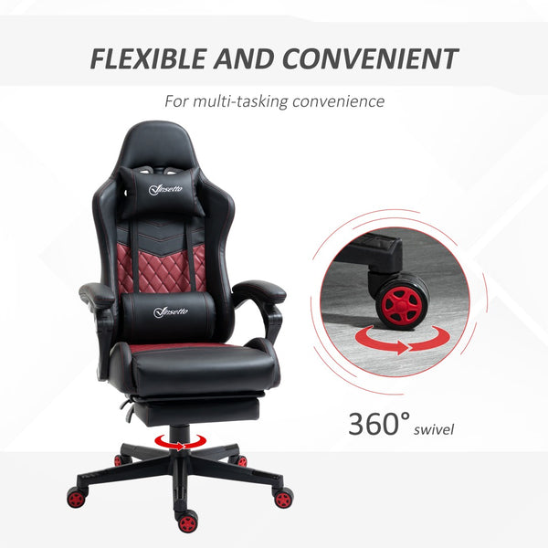 English Elm Vinsetto Racing Gaming Chair - Ergonomic Pu Leather Recliner With Lumbar Support & Footrest, Black W2225P217512-GIGA