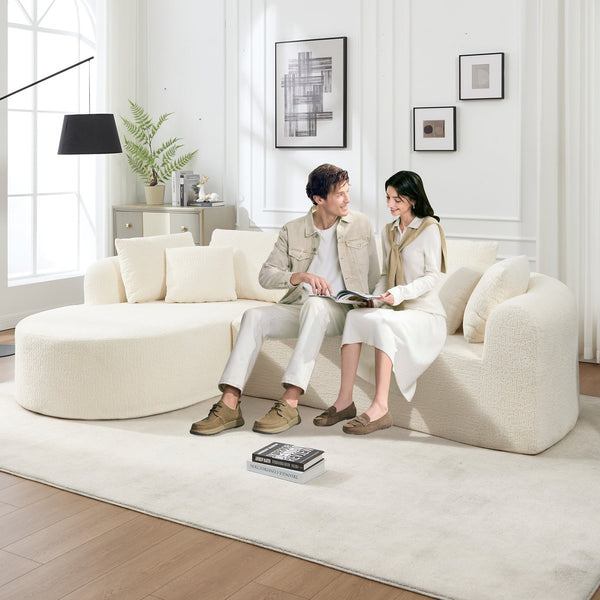 English Elm 109 Cloud Sectional Couch with L-Shape Chaise, Chenille Modular Sofa Bed, Memory Foam Comfort and Easy Setup White W1249S00003