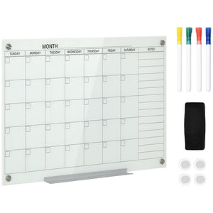 English Elm Vinsetto Frameless Tempered Glass Monthly Whiteboard Planner for Home Office Walls W2225P173871