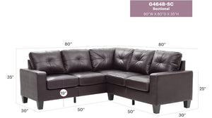 English Elm Newbury Value-Priced Sectional Sofa with Pocketed Coil Seat Cushions and Kiln-Dried Hardwood Frame Dark Brown 52 L x 30 W x 18 H B078S00038
