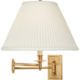 Robert Abbey Kinetic Brass Wall Swinger Antique Brass Finish Natural Side Pleat Fabric Shade