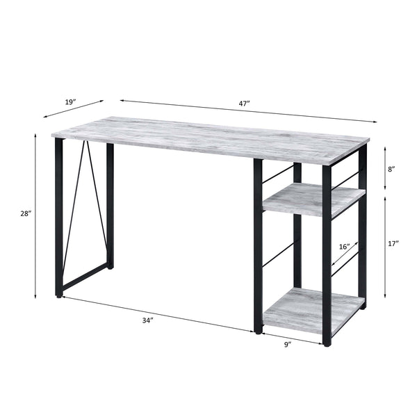 English Elm Rectangular Rustic Industrial Writing Desk with Metal Frame, 2-Tier Open Shelves for Storage and PC Antique White B016P312631